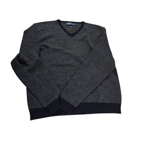 Polo Ralph Lauren Men's V Neck Herringbone Sweater XL Alpaca Wool Blend